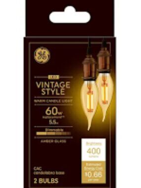 GE LED Vintage Style Warm Candle Light 60W